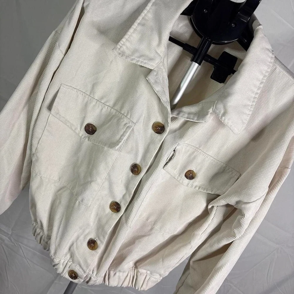Blu Pepper cream corduroy cropped jacket